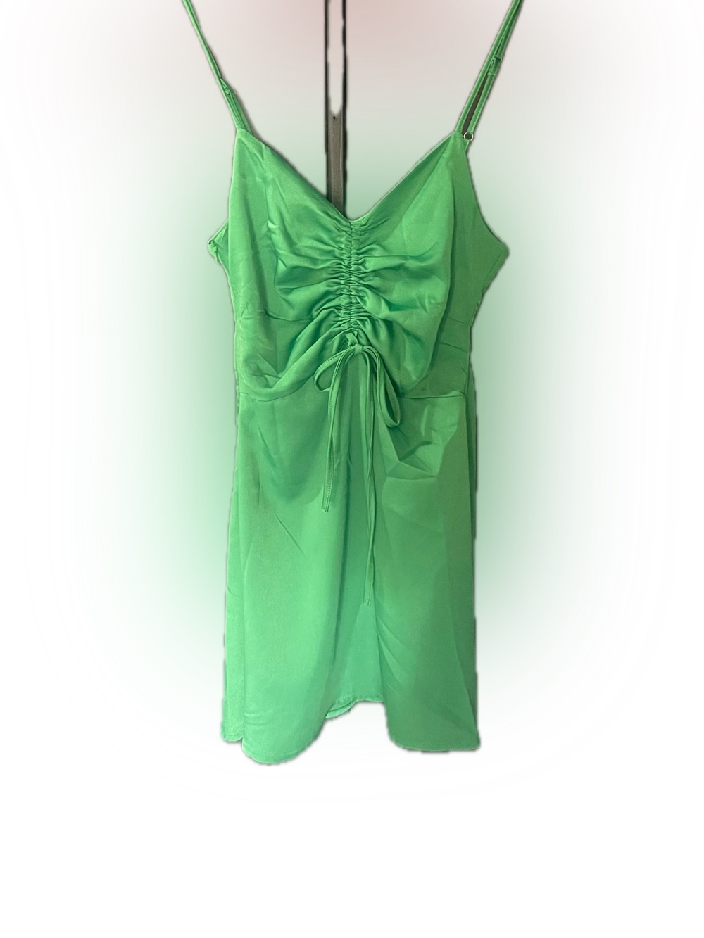 Cider Green Ruched Front Slip Dress Small